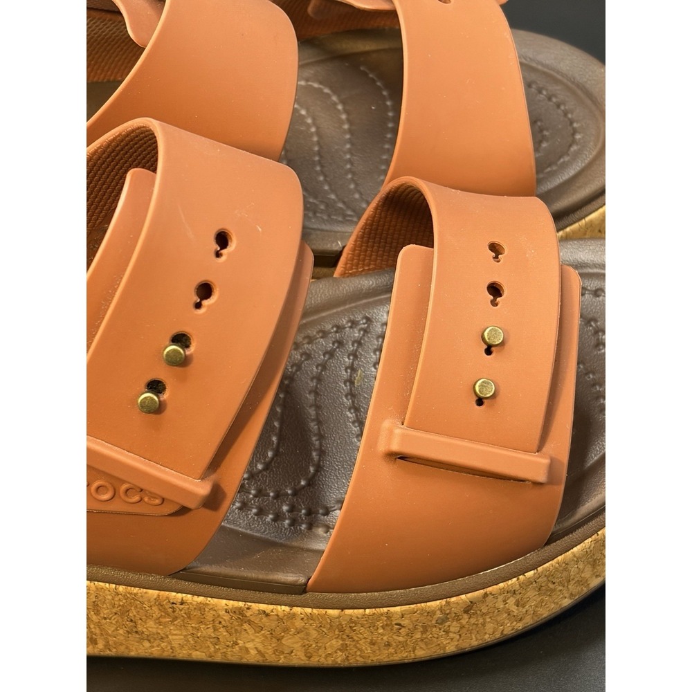 Crocs Brooklyn Cork Strappy Buckle Literide Beach VacayBrown/Rust Women's Size 8 - Picture 8 of 9